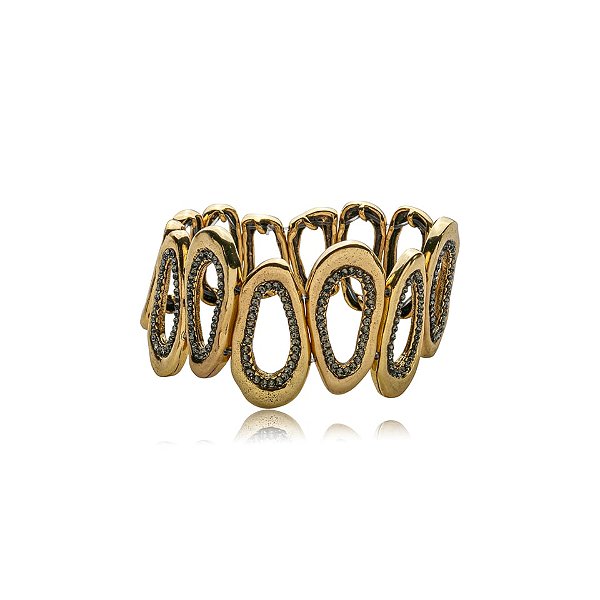 Pulseira Nino Bran cristal swarovski ouro vintage semijoia