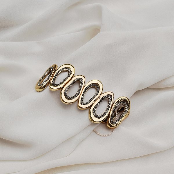 Pulseira Nino Bran cristal swarovski ouro vintage semijoia