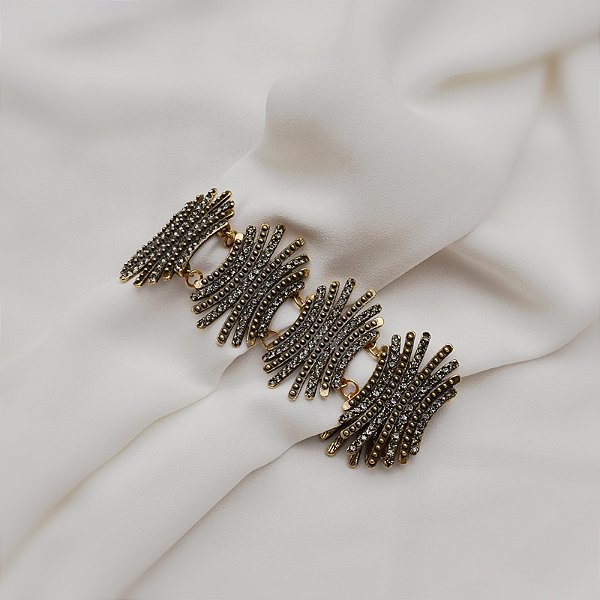 Pulseira Nino Bran cristal swarovski ouro vintage semijoia