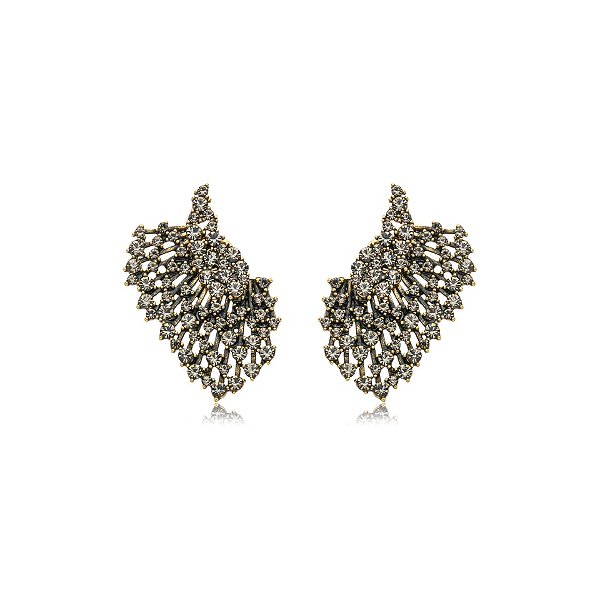 Brinco ear jacket Nino Bran asas cristais ouro vintage semijoia