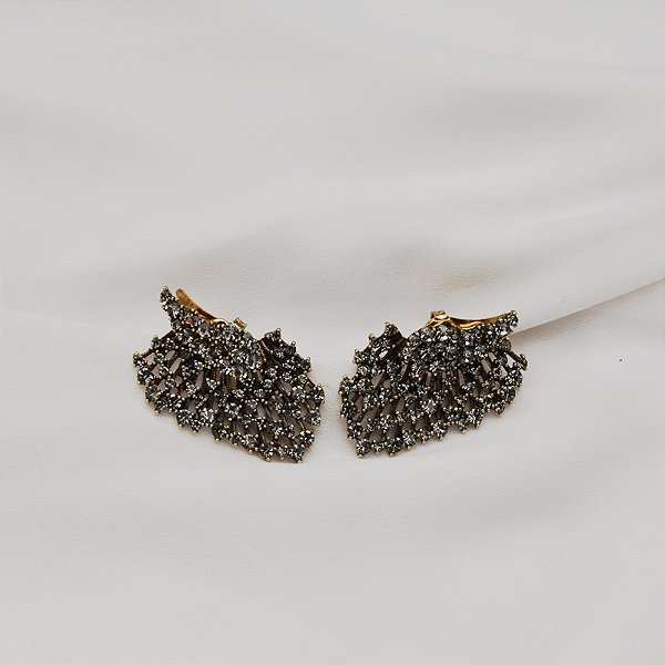Brinco ear jacket Nino Bran asas cristais ouro vintage semijoia