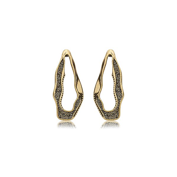 Brinco Nino Bran orgânico cristais ouro vintage semijoia