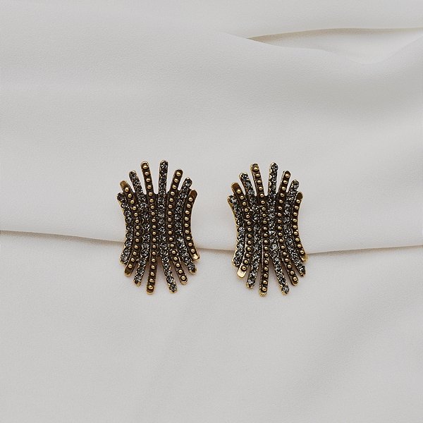Brinco Nino Bran cristais swarovski ouro vintage semijoia