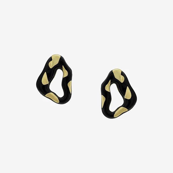 Brinco SD Sheila Morais orgânico resina animal print p ouro vintage