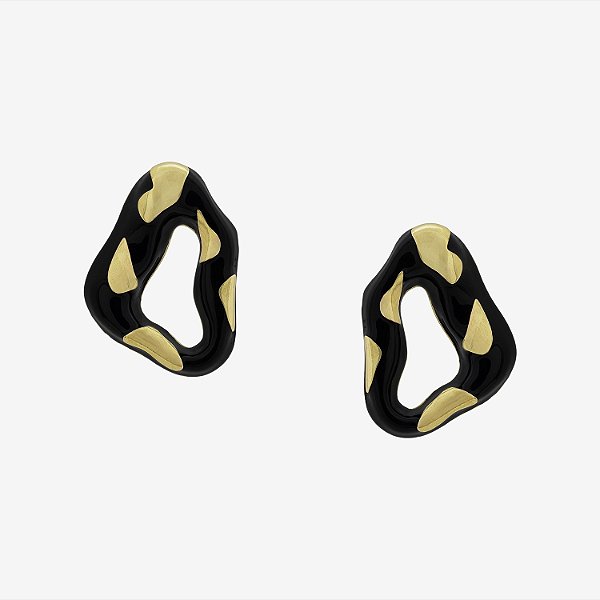 Brinco SD Sheila Morais orgânico resina animal print g ouro vintage