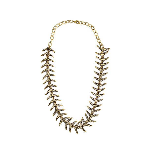 Colar Palone Design espinha strass ouro vintage