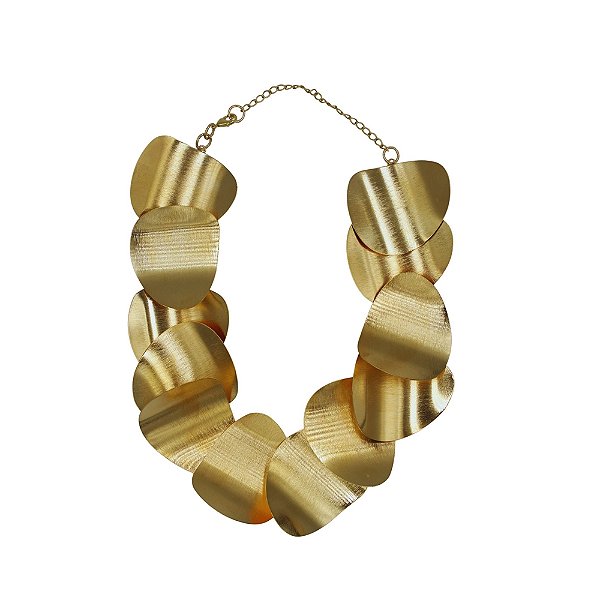 Colar Palone Design placas curvadas ouro vintage