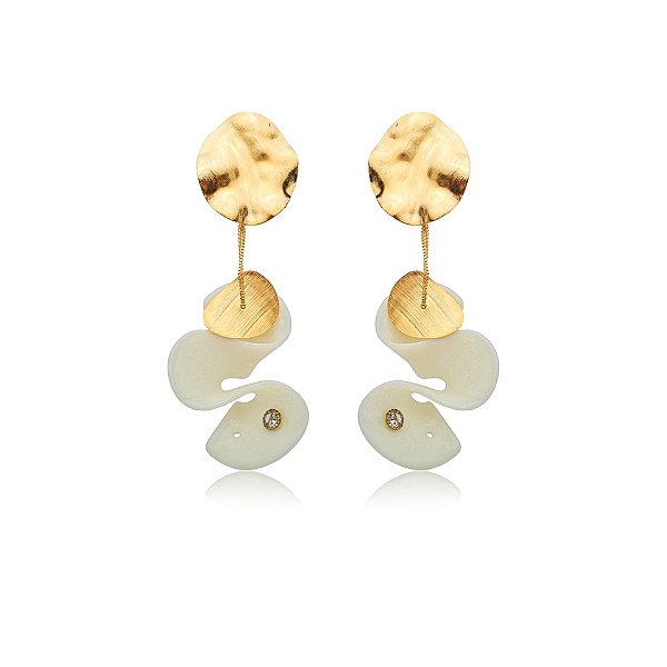 Brinco Palone Design ondas resina ouro vintage