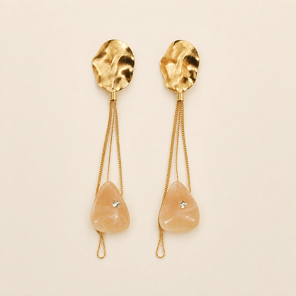 Brinco Palone Design gota resina ouro vintage