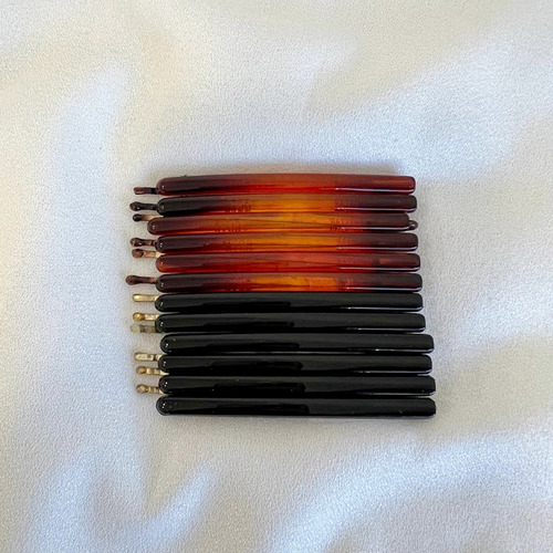 Kit Grampos De Cabelo Acrílico Marrom E Preto 12 Un