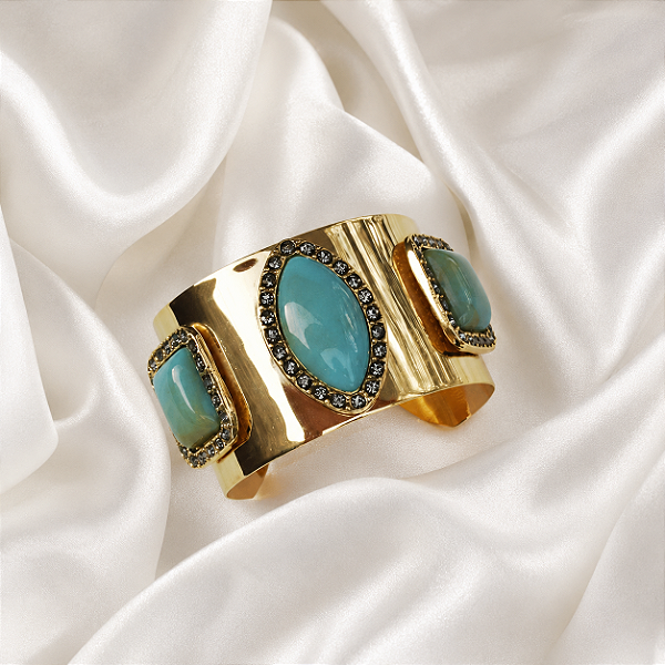 Bracelete Rosana Bernardes Turquesa Cristais