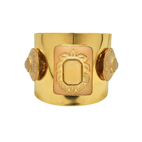 Bracelete Rosana Bernardes flores esmaltadas rosa ouro semijoia