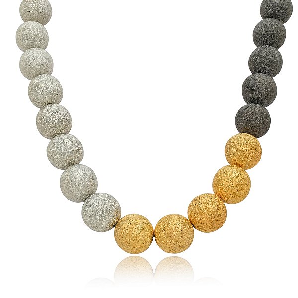 Colar Juliana Manzini esferas diamantadas mix banhos