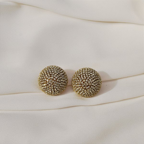 Brinco Juliana Manzini strass dourado