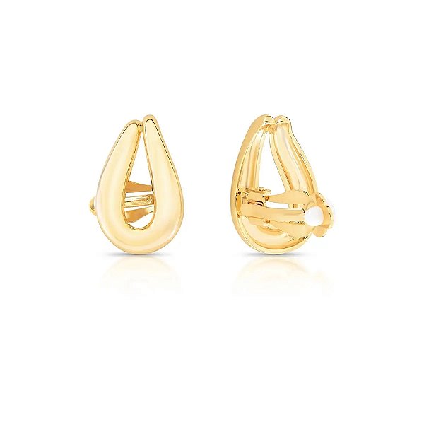 Brinco pressão gota vazada ouro semijoia