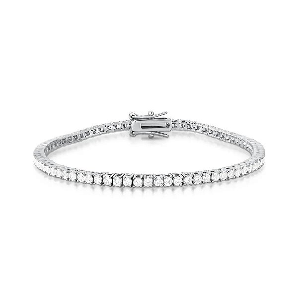 Pulseira cristais redondos ródio semijoia