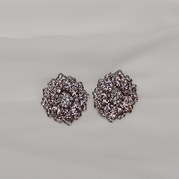 Brinco Leticia Sarabia médio cristal rosa claro prateado B6624