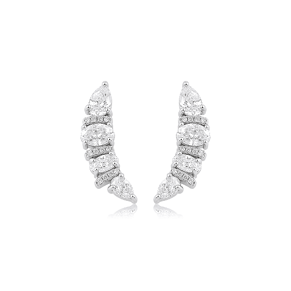 Brinco ear cuff moissanite prata 925
