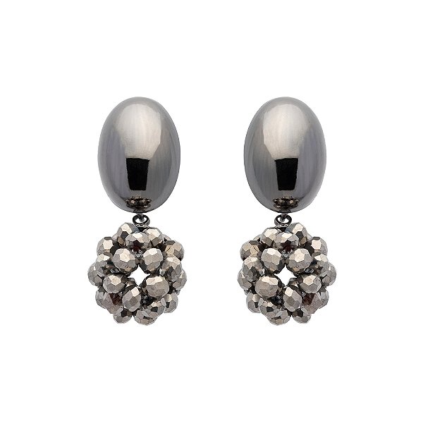 Brinco Lita Raies cristais grafite semijoia