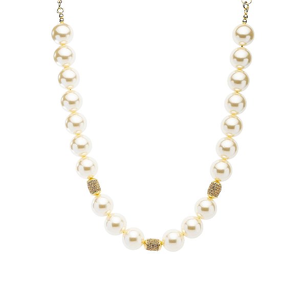 Colar Lita Raies pérolas ouro semijoia