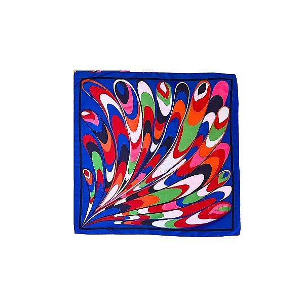 Lenço quadrado pavão azul
