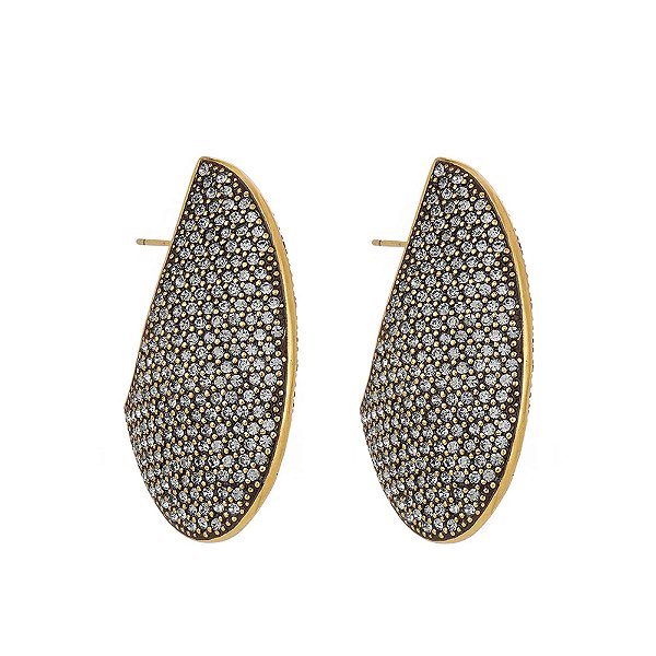 Brinco Hector Albertazzi maxi black diamond ouro vintage