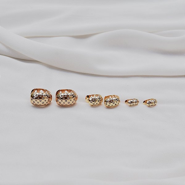 Kit 3 brincos argolinhas zircônia ouro semijoia 25a03030