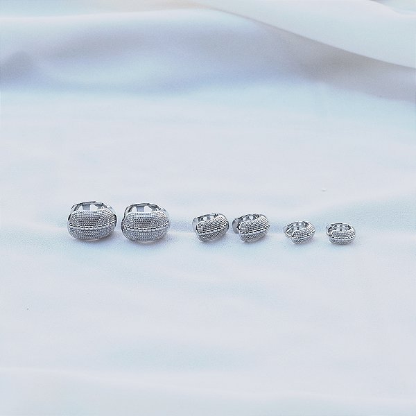 Kit 3 brincos argolinhas texturizadas ródio semijoia 25a02062