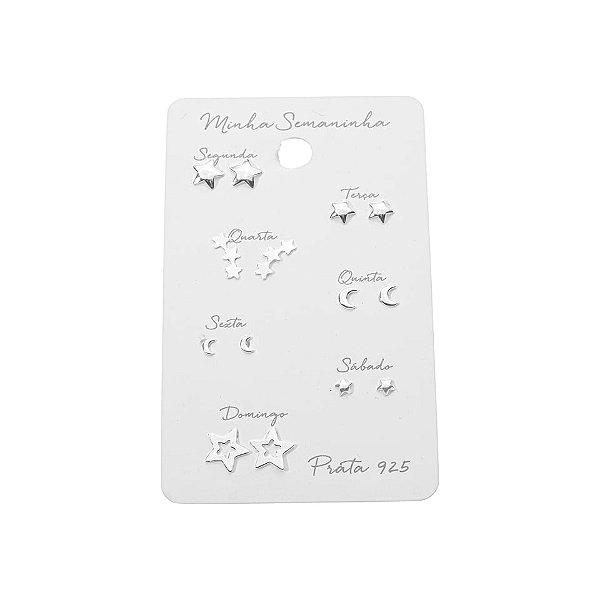 Kit 7 brincos para semana prata 925 6937505