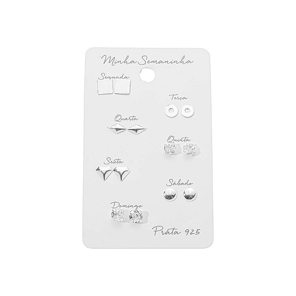 Kit 7 brincos para semana prata 925 6937805