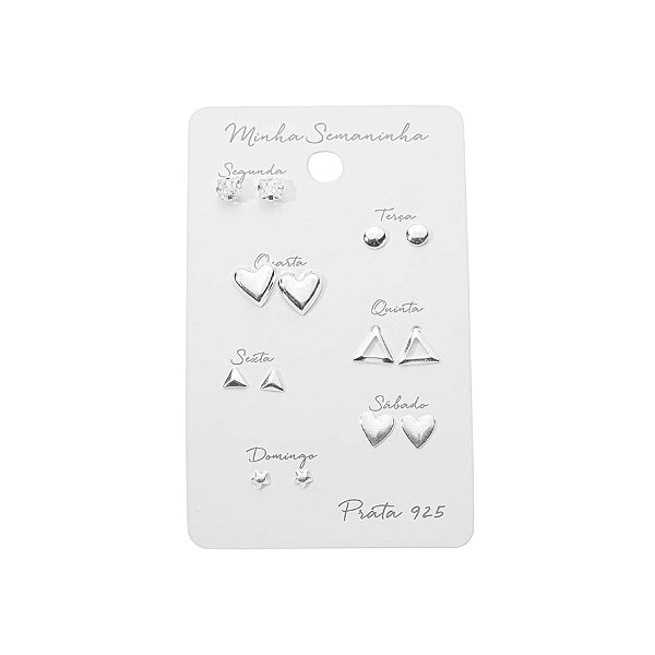 Kit 7 brincos para semana prata 925 6937105