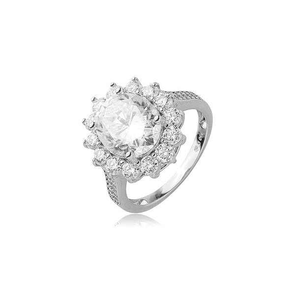 Anel Elaine Palma oval moissanite prata 925