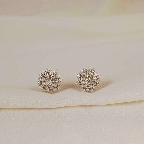 Brinco Elaine Palma chuveirinho moissanite prata 925