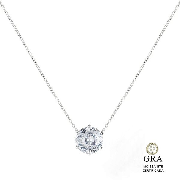 Colar Elaine Palma ponto de luz moissanite 11 mm prata 925