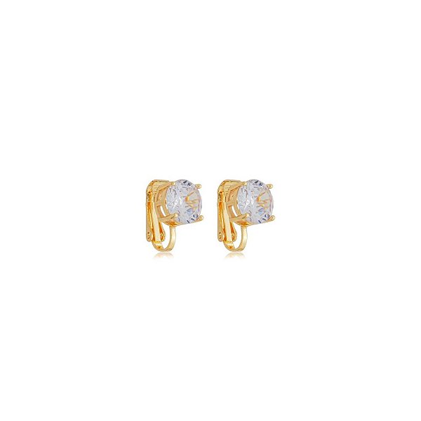 Brinco pressão ponto de luz p cristal ouro semijoia 7019005
