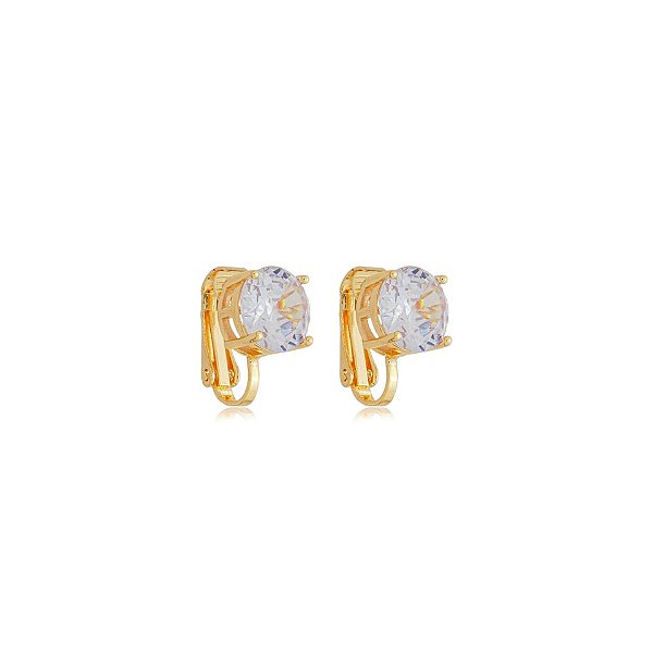 Brinco pressão ponto de luz m cristal ouro semijoia 7018905