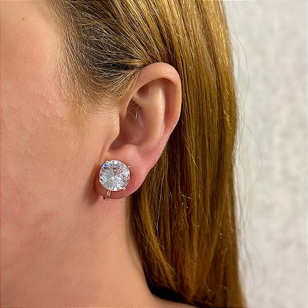 Brinco pressão ponto de luz g zircônia ouro semijoia 7019105