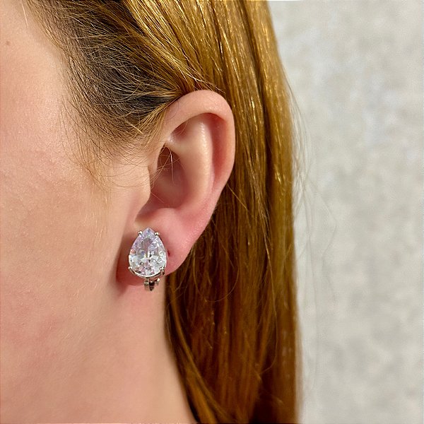 Brinco pressão gota p cristal ródio semijoia 7018805