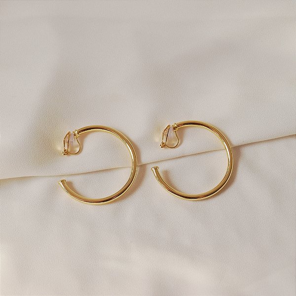 Brinco pressão argola lisa ouro semijoia 5492105