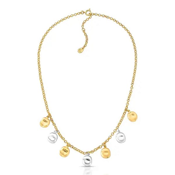 Colar penduricalhos mix ouro e ródio fosco semijoia