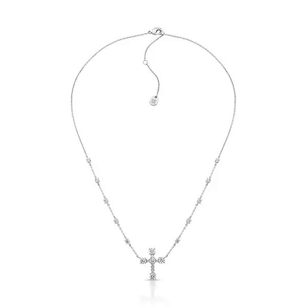 Colar crucifixo zircônia ródio semijoia