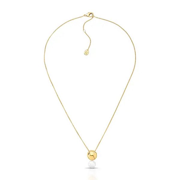 Colar pingente pérola shell ouro semijoia