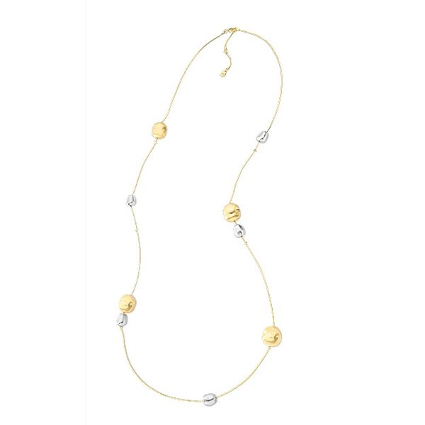 Colar longo ovais martelados ouro e ródio fosco semijoia