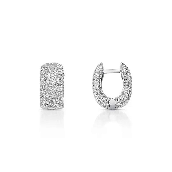 Brinco argolinha zircônia pavê ródio semijoia