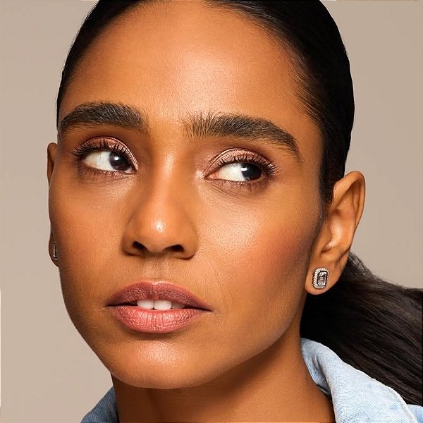 Brinco retangular zircônia ródio semijoia