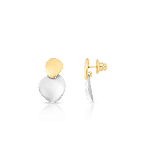 Brinco orgânico ouro e ródio fosco semijoia