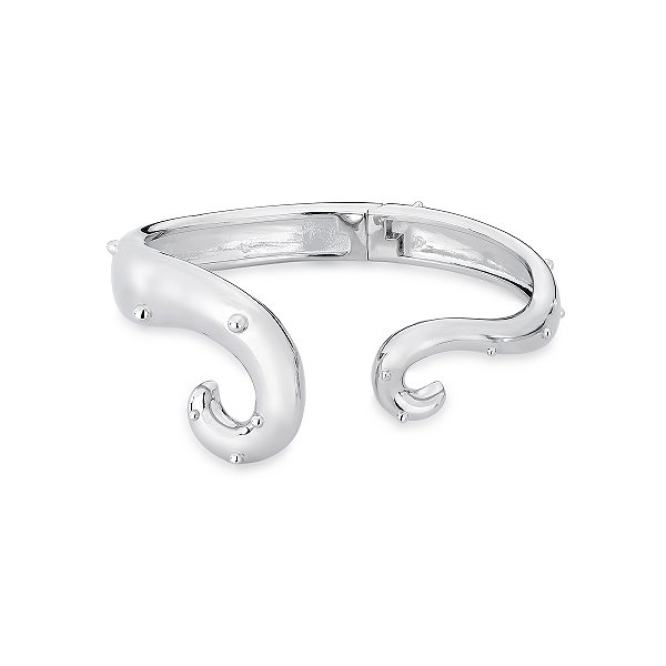 Bracelete curvado mini esferas ródio semijoia