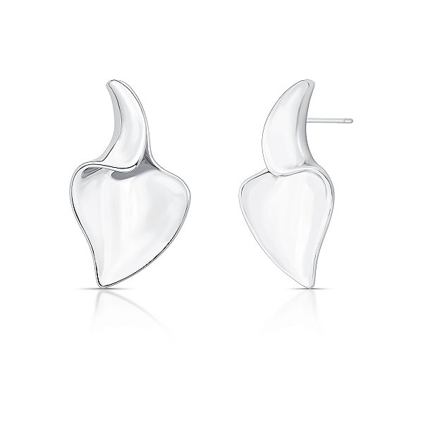 Brinco abaulado curvo ródio semijoia