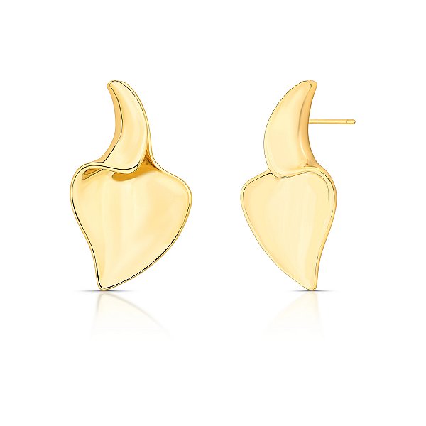 Brinco abaulado curvo ouro semijoia