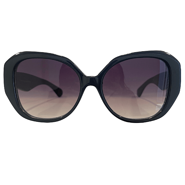 Óculos de sol Collab Cíntia Chagas X AC Brazil Redondo Geométrico Preto Lente Degradê